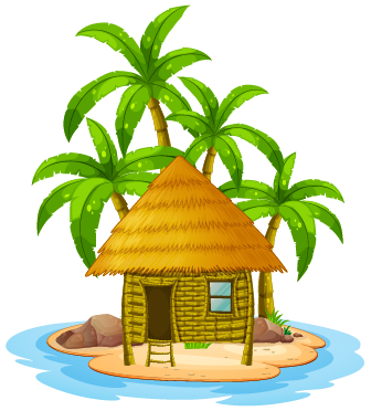 Wooden cabin island for Productized Service business